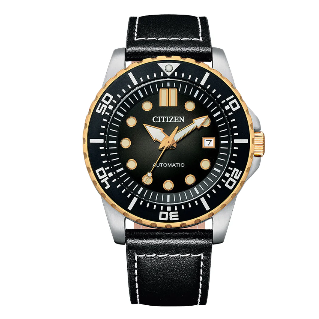 Citizen Black Leather Strap Black Dial Automatic Watch for Gents - Citizen NJ0176-10E