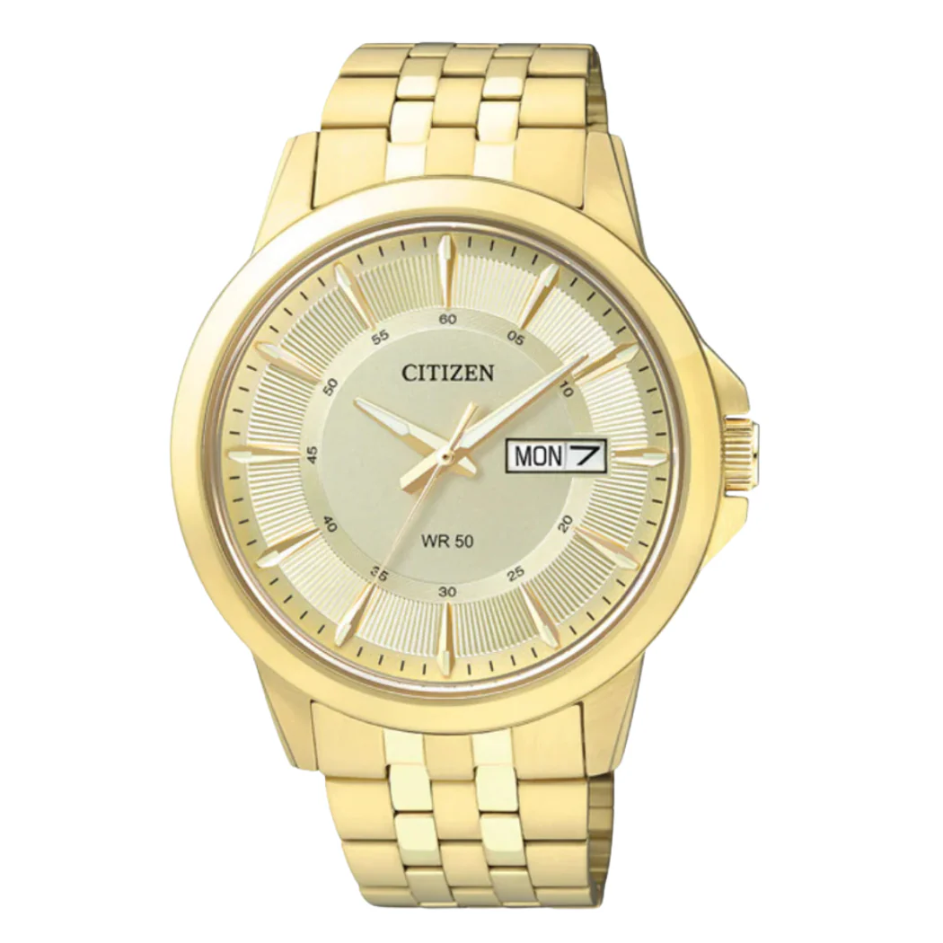 Citizen Gold Stainless Steel Gold Dial Quartz Watch for Gents - BF2013-56P