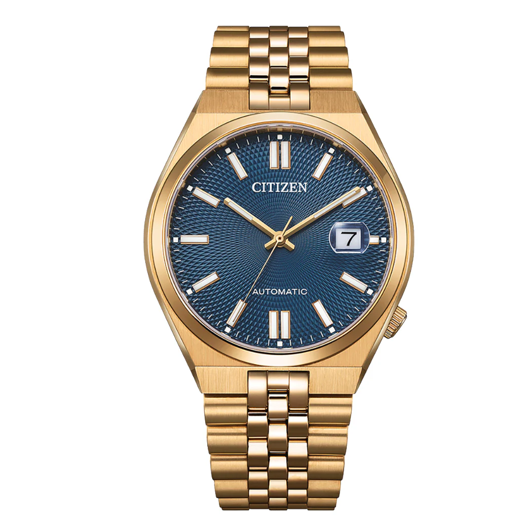 Citizen Rose Gold Stainless Steel Blue Dial Automatic Watch for Gents - Citizen NK0023-57L