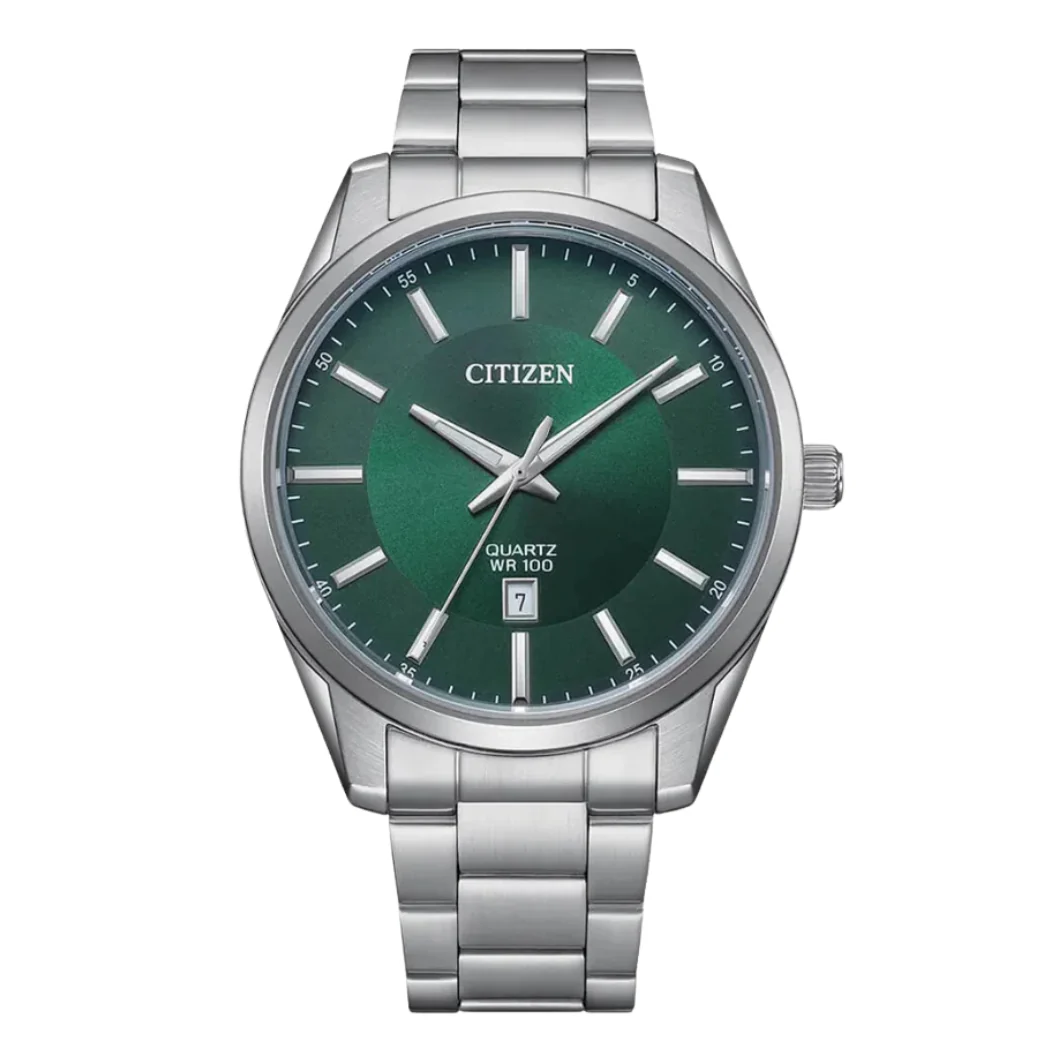 Citizen Silver Stainless Steel Green Dial Quartz Watch for Gents - BI1031-51Z