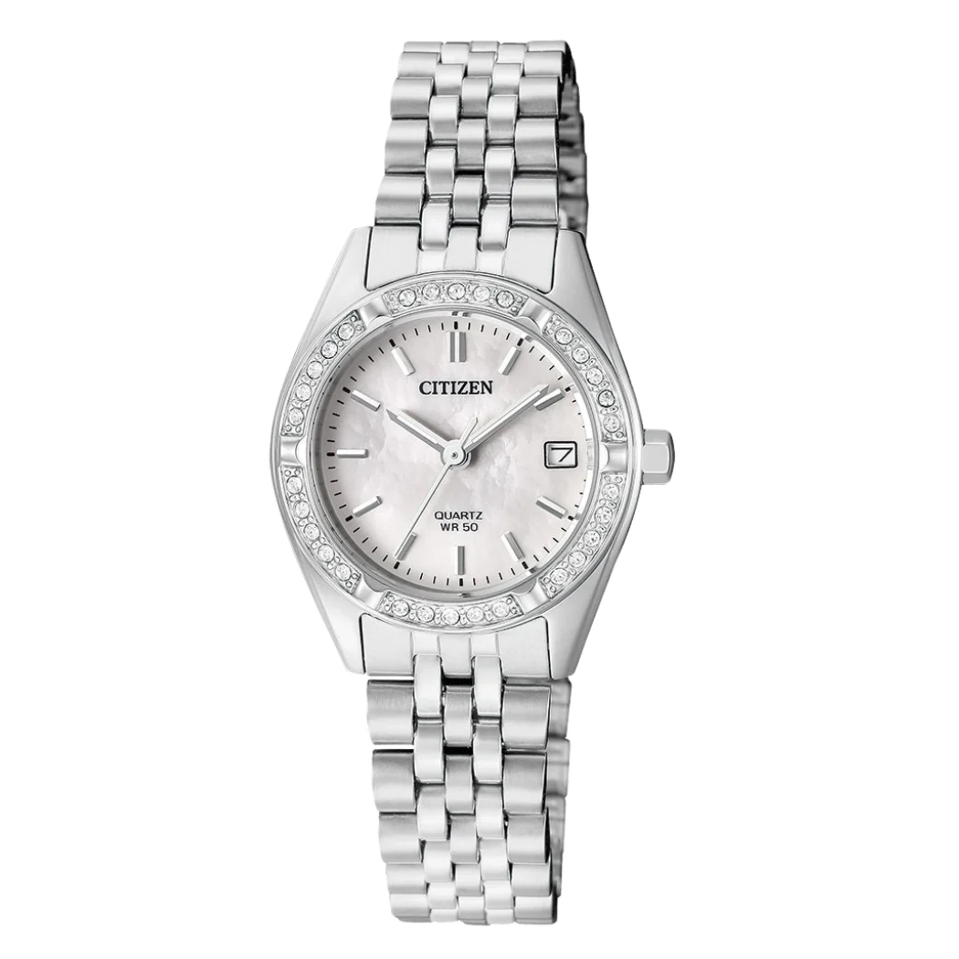 Citizen Silver Stainless Steel Silver Dial Quartz Watch for Ladies - EU6060-55D