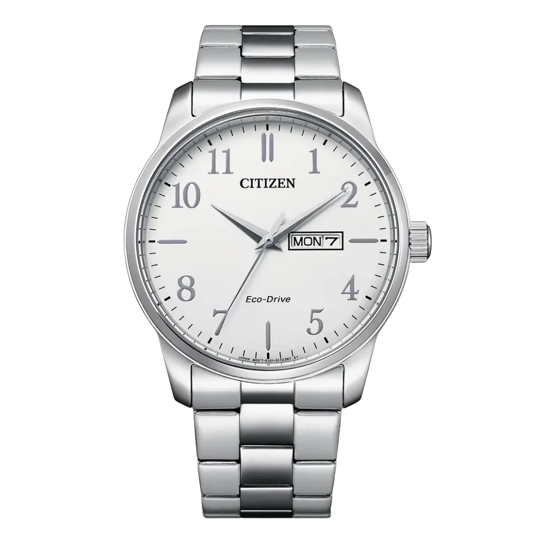 Citizen Silver Stainless Steel White Dial Eco‑Drive Watch for Men – BM8550‑81A