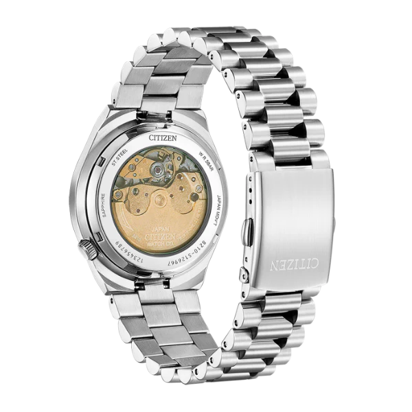 Citizen Tsuyosa Silver Stainless Steel Yellow Orange Dial Automatic Watch for Gents - NJ015081Z - Image 2
