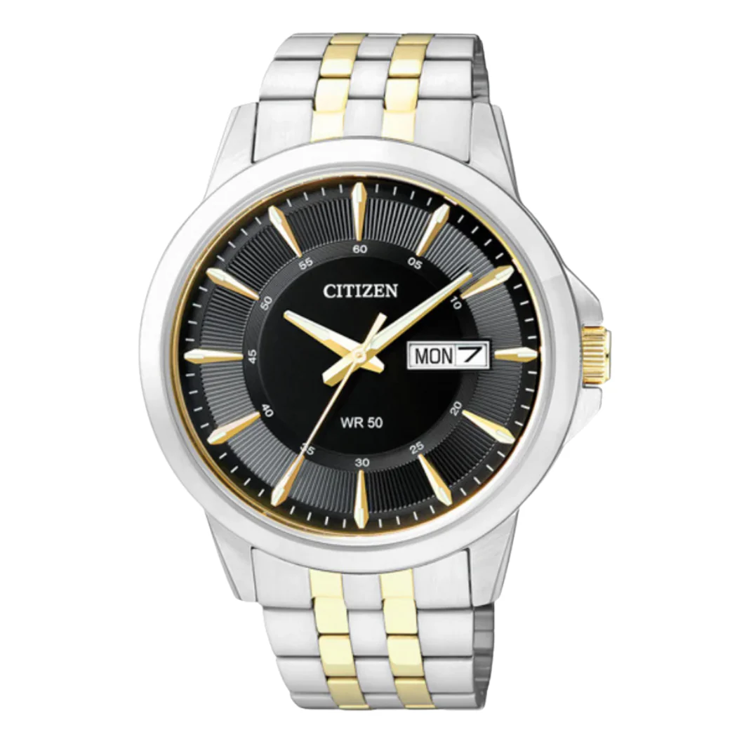 Citizen Two-tone Stainless Steel Black Dial Quartz Watch for Gents - BF2018-52E