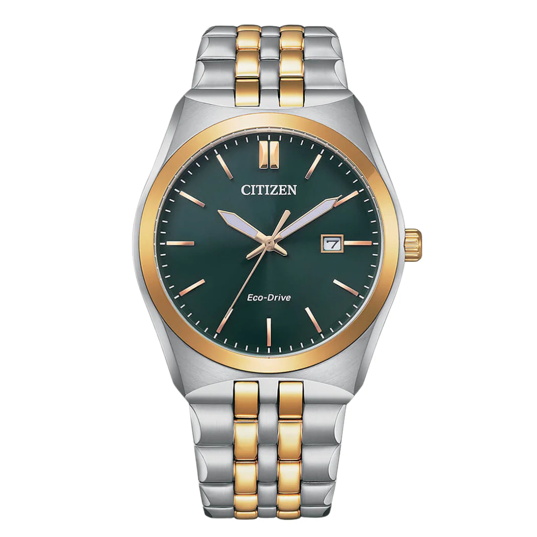 Citizen Two‑Tone Stainless Steel Green Dial Eco‑Drive Watch for Men – BM7339‑89X