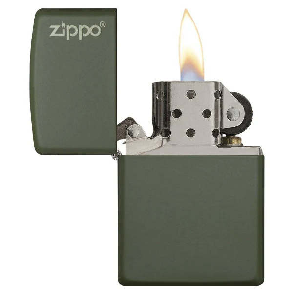 Classic Green Matte Zippo Logo Lighter - Image 2