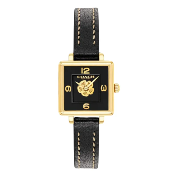 Coach Cass Black Leather Strap Black Dial Quartz Watch for Ladies - 14503695