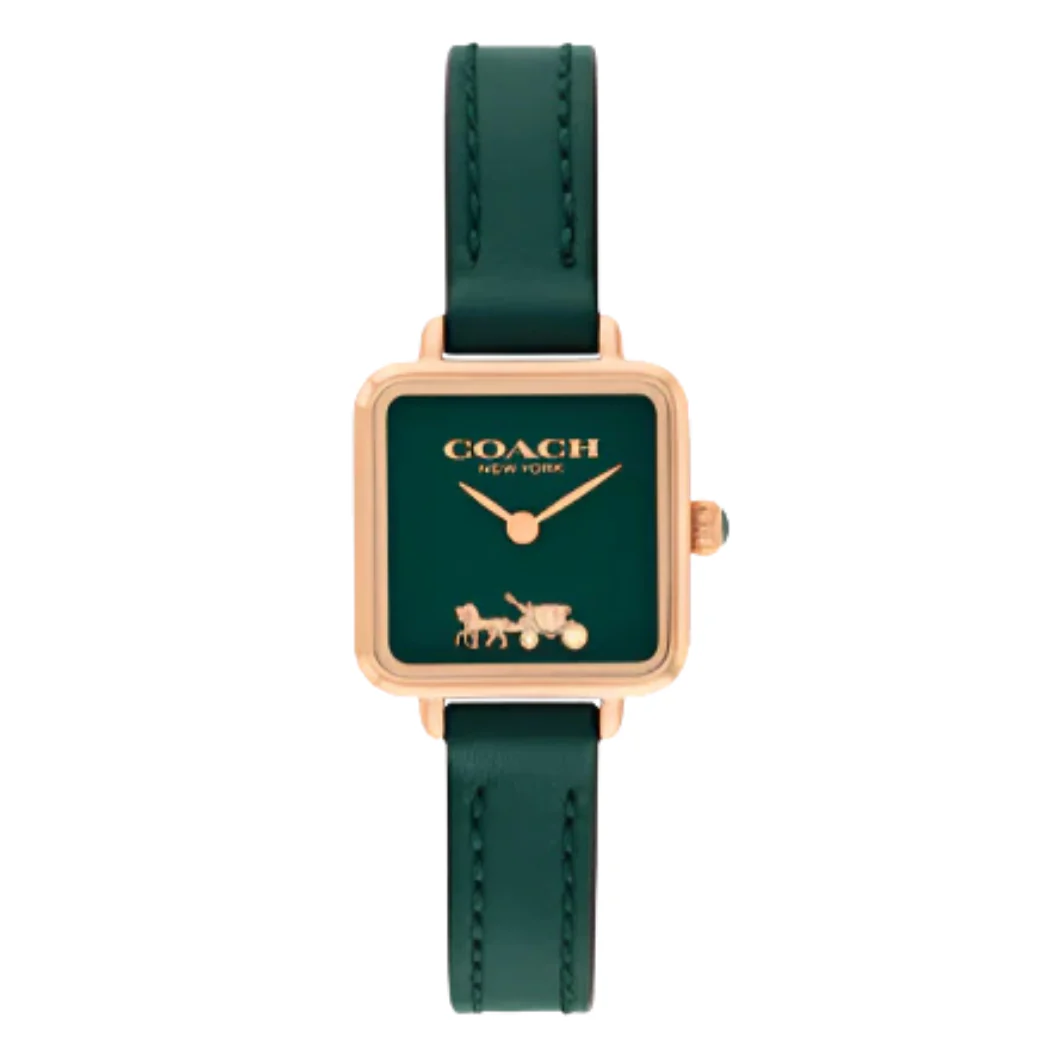 Coach Cass Green Leather Strap Green Dial Quartz Watch for Ladies - 14504227