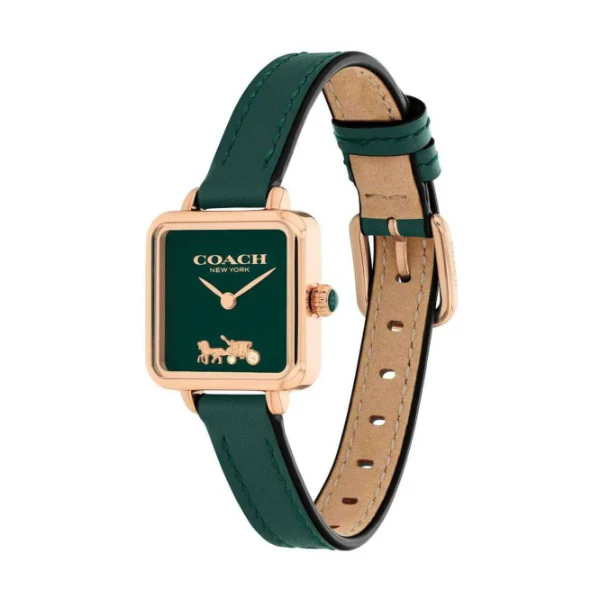 Coach Cass Green Leather Strap Green Dial Quartz Watch for Ladies - 14504227 - Image 2