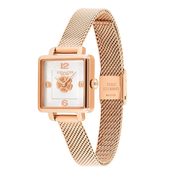 Coach Cass Rose Gold Mesh Bracelet White Dial Quartz Watch for Ladies - 14503698 - Image 2