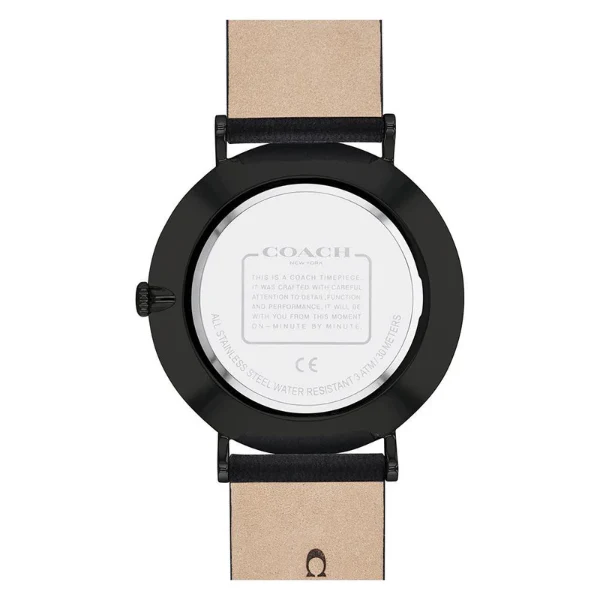 Coach Charles Black Leather Strap Black Dial Quartz Watch for Gents - 14602434 - Image 3