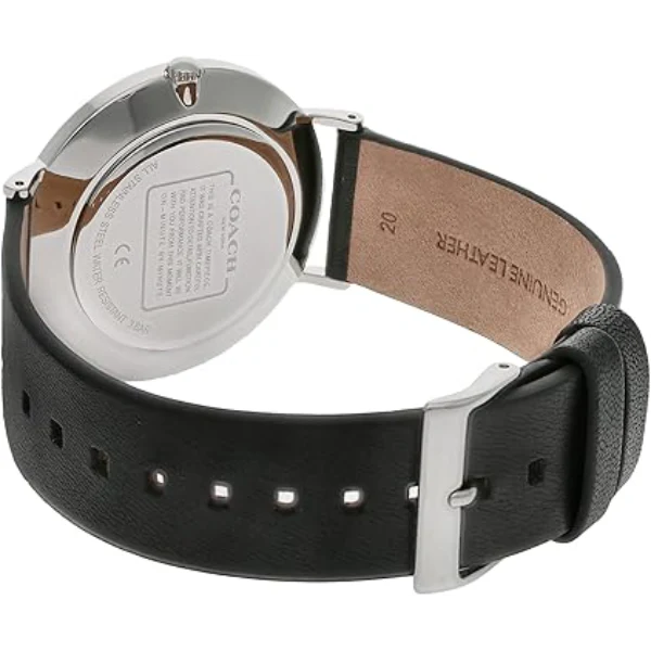 Coach Charles Black Leather Strap Green Dial Quartz Watch for Gents - 14602436 - Image 2