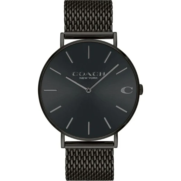 Coach Charles Black Mesh Bracelet Black Dial Quartz Watch for Gents - 14602148