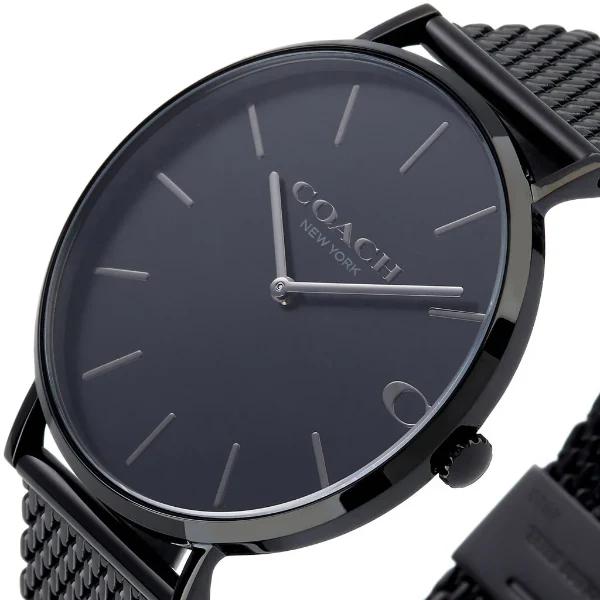 Coach Charles Black Mesh Bracelet Black Dial Quartz Watch for Gents - 14602148 - Image 2