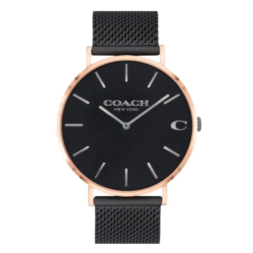 Coach Charles Black Mesh Bracelet Black Dial Quartz Watch for Gents - 14602470