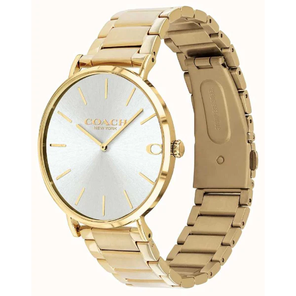 Coach Charles Gold Stainless Steel Silver Dial Quartz Watch for Gents - 14602430 - Image 2