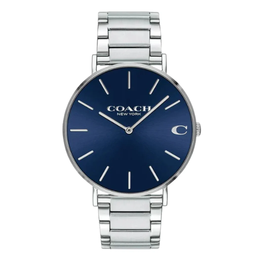 Coach Charles Silver Stainless Steel Blue Dial Quartz Watch for Gents - 14602429