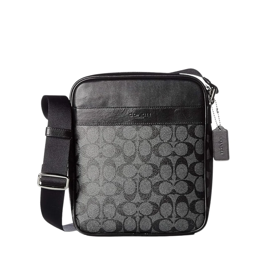 Coach Charlie Flight Saddle Bag Mahogany/Black Pebbled Leather - 54788