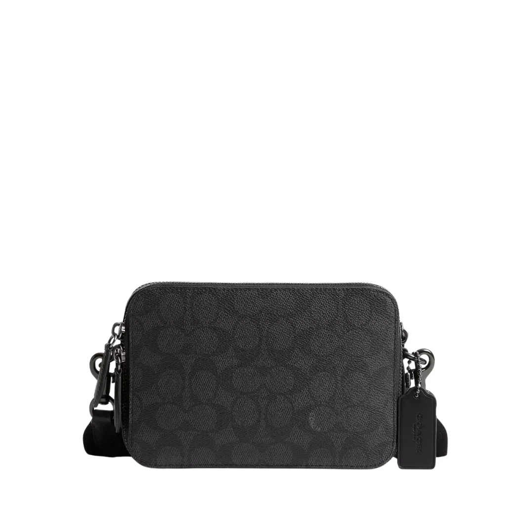 Coach Charter Crossbody 19 In Signature Black Canvas Leather - CR783