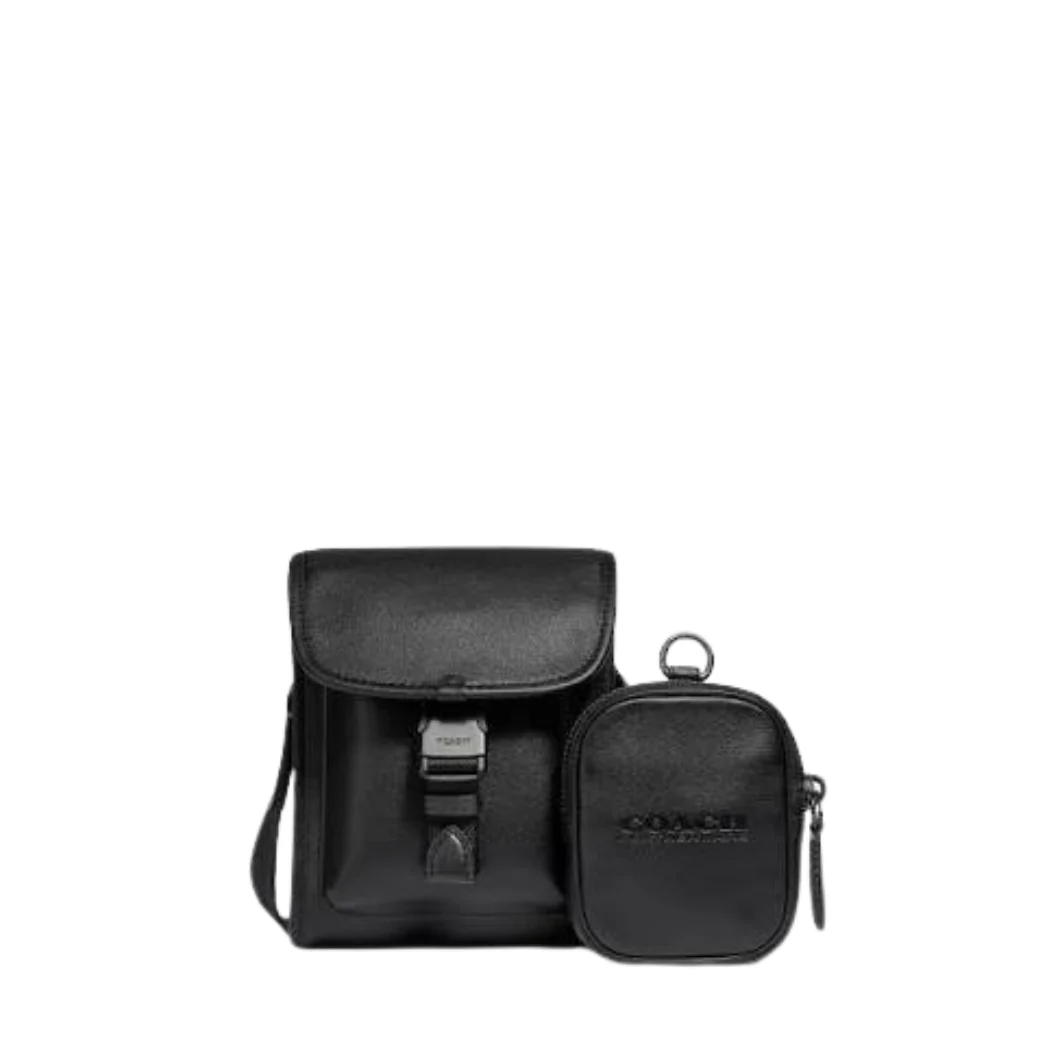 Coach Charter North/south Crossbody With Hybrid Pouch Black Leather - C2388