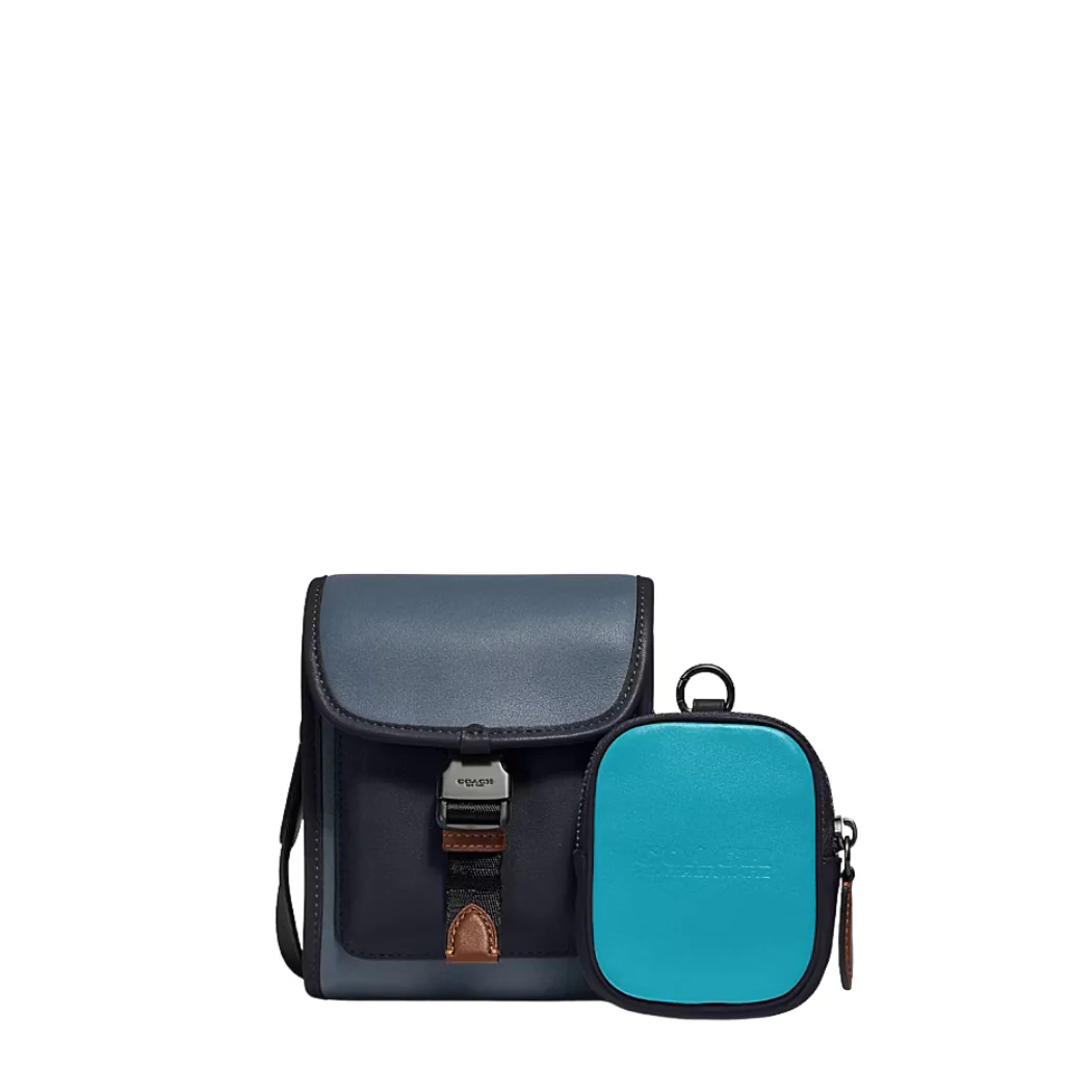 Coach Charter North/south Crossbody With Hybrid Pouch Blue Leather - C2601