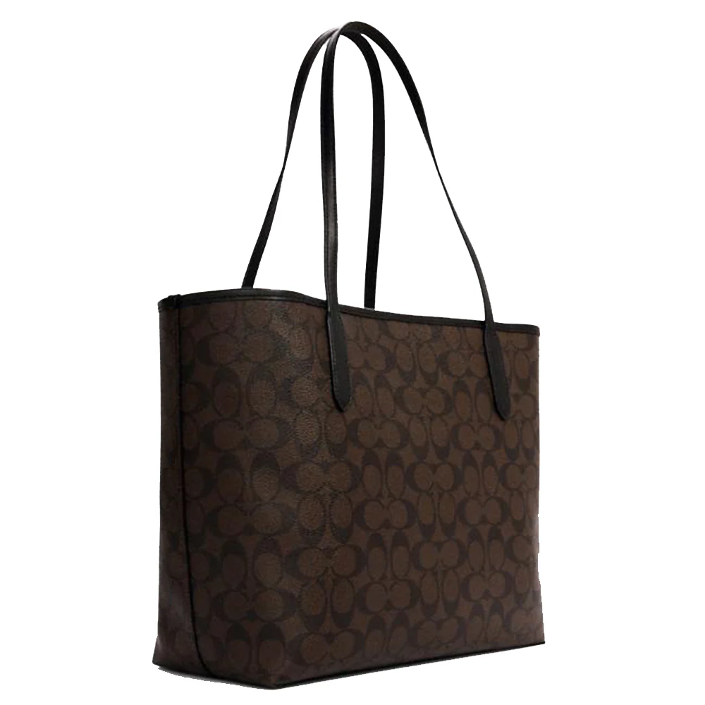 Coach City Tote in Coffee/Black Signature Canvas - 5696 - Image 2