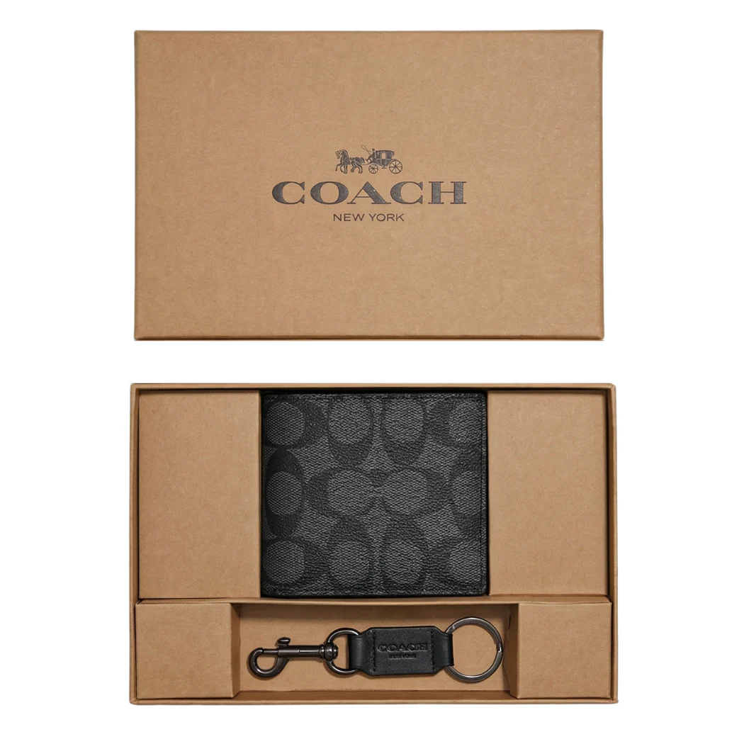 Coach Compact 2-in-1 Wallet Set in Signature Canvas Black β F75006