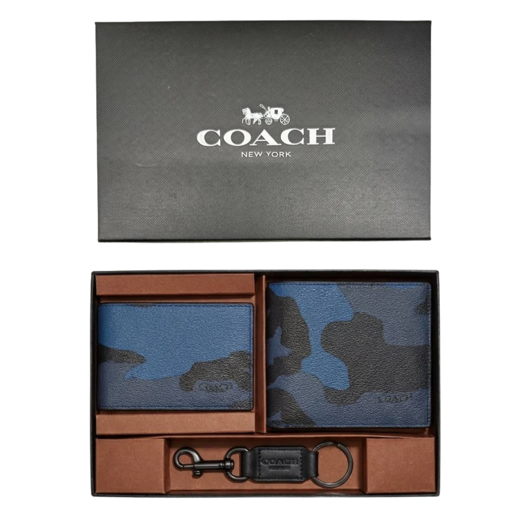 Coach Compact 3-in-1 Wallet Set in Camo Blue โ F22531
