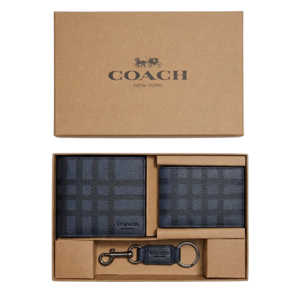 Coach Compact 3-in-1 Wallet Set in Checked Pattern – F22534