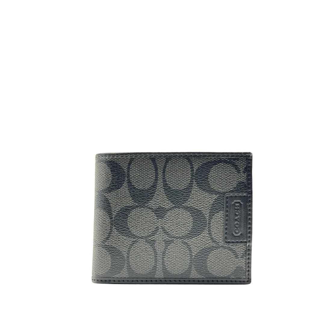 Coach Compact ID Wallet in Signature Coated Canvas Black - F74736