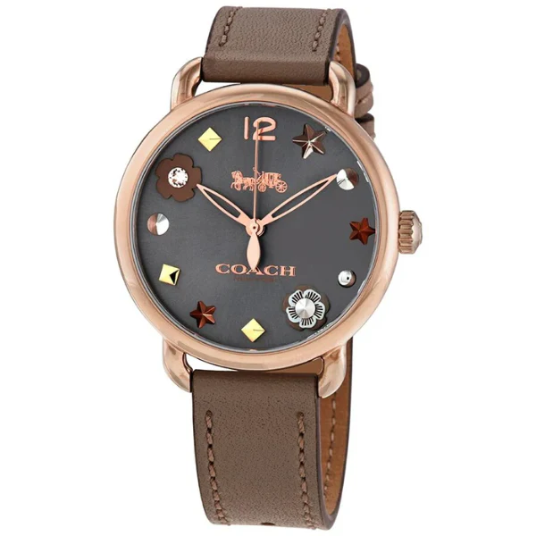 Coach Delancey Brown Leather Strap Grey Dial Quartz Watch for Ladies - 14502797 - Image 3