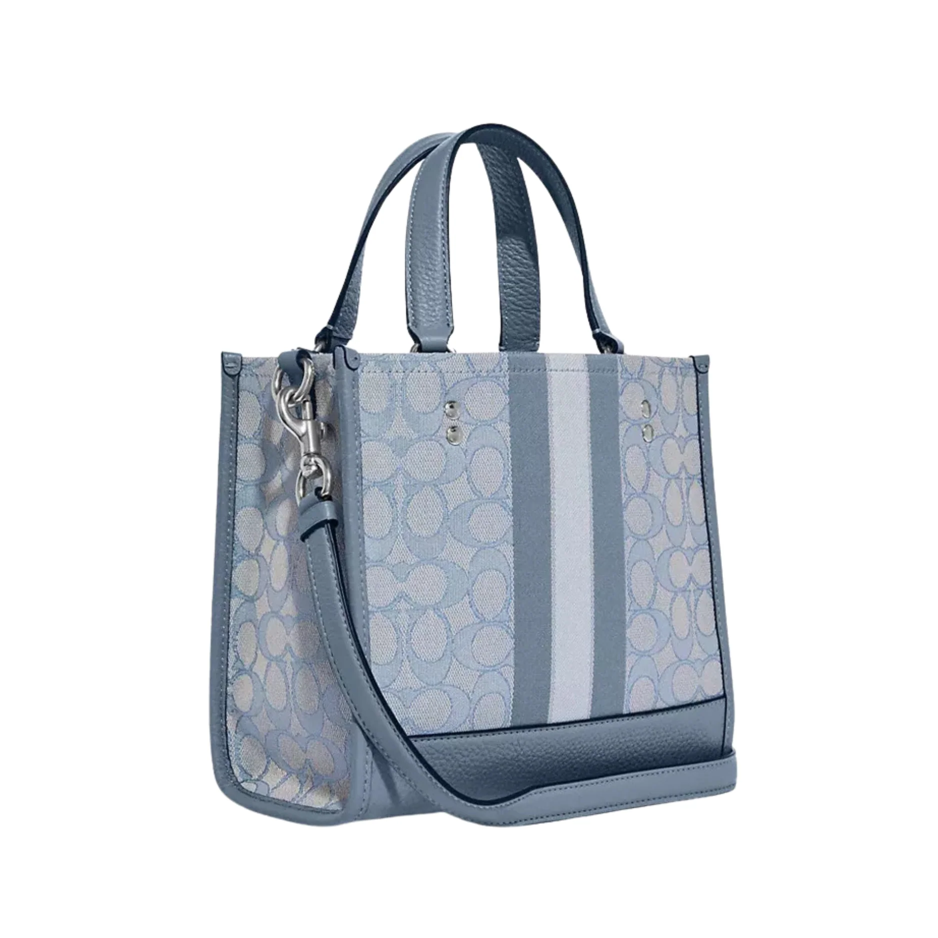 Coach Dempsey Tote 22 Light Blue Canvas Leather - C8417 - Image 3