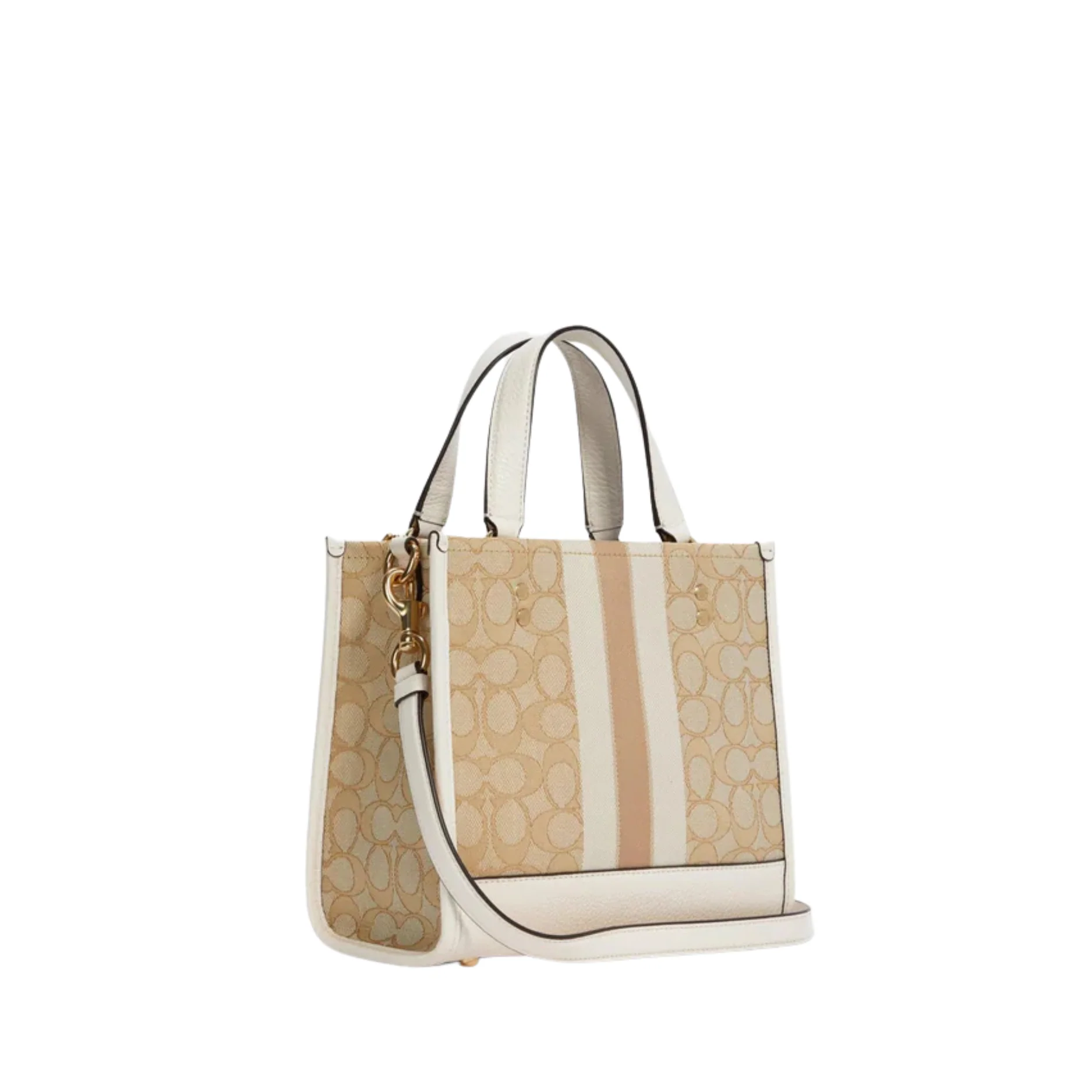 Coach Dempsey Tote 22 White Canvas Leather - C8417 - Image 2