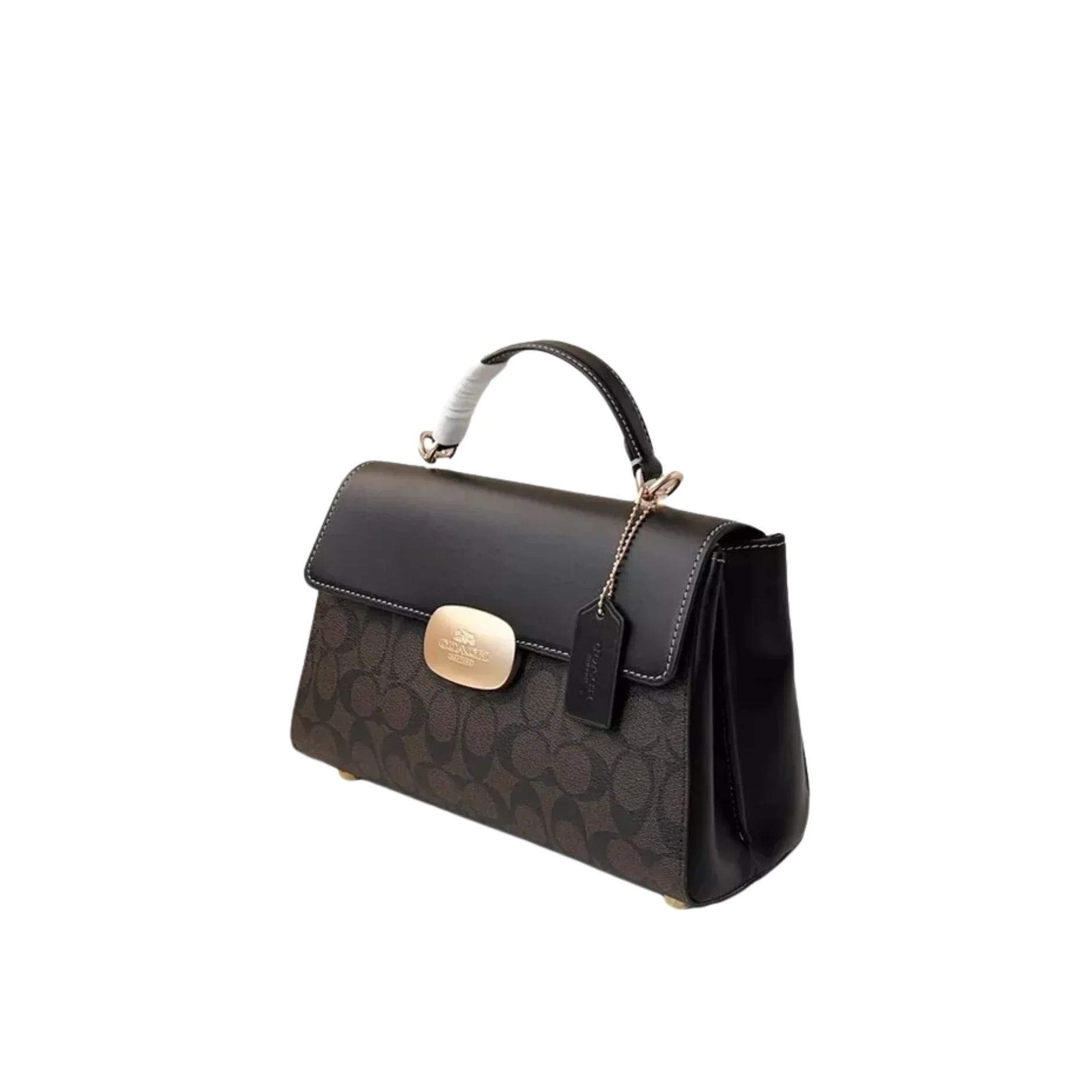 Coach Eliza Top Handle Shoulder Black/Brown Leather Bag - CR531 - Image 2