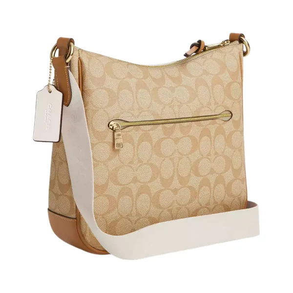 Coach Ellie File Bag In Signature Canvas With Stripe Light Khaki/White Strap  - CR124 - Image 2