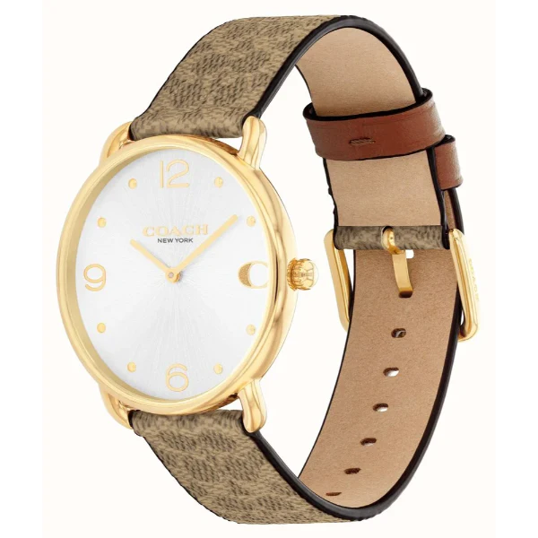 Coach Elliot Brown Leather Strap Silver Dial Quartz Watch for Ladies - 14504205 - Image 2