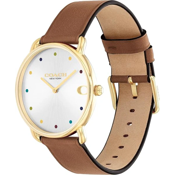 Coach Elliot Brown Leather Strap Silver Dial Quartz Watch for Ladies - 14504206 - Image 2