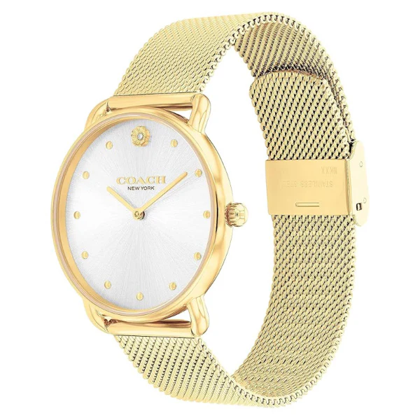Coach Elliot Gold Mesh Bracelet Silver Dial Quartz Watch for Ladies - 14504208 - Image 2