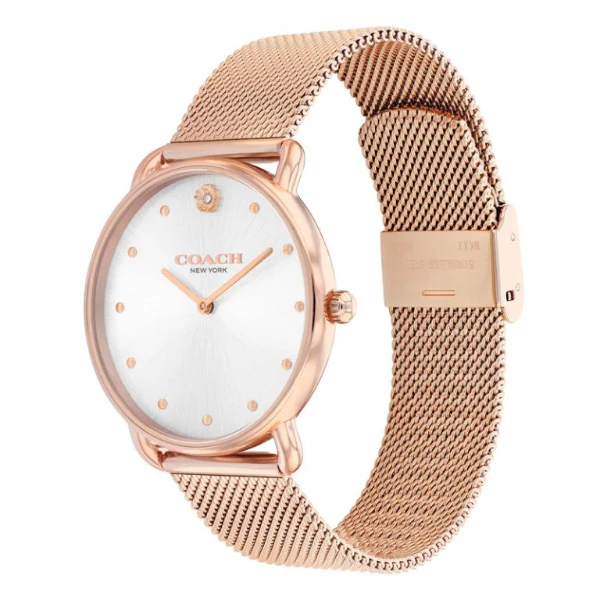 Coach Elliot Rose Gold Mesh Bracelet Silver Dial Quartz Watch for Ladies - 14504209 - Image 2
