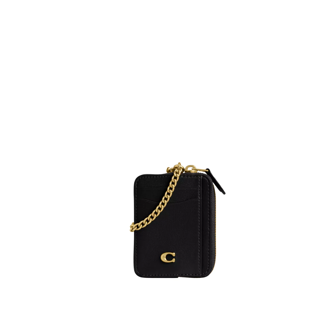 Coach Essential Chain Card Case Leather Black - CAH08