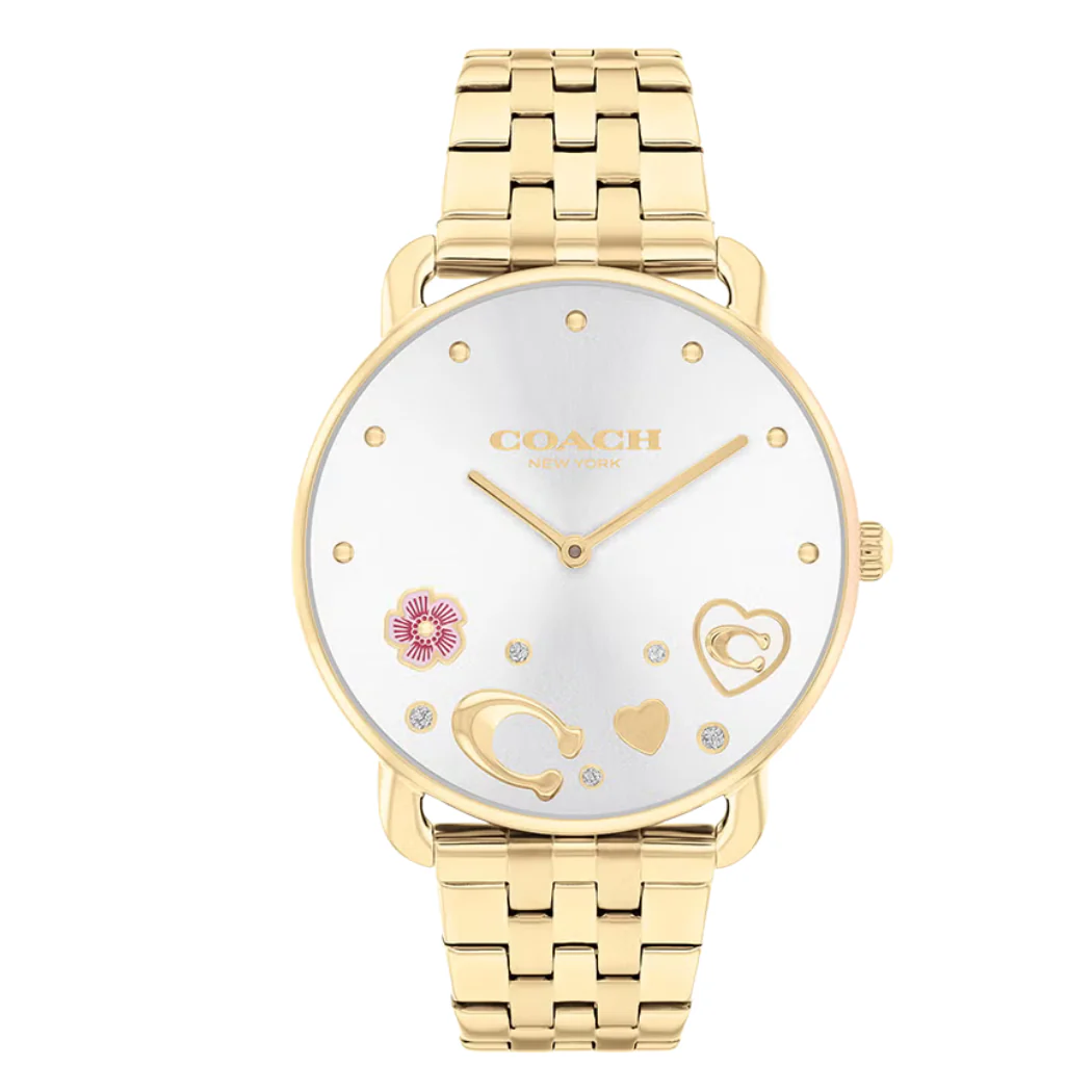 Coach Gold Stainless Steel Silver Dial Quartz Watch for Ladies - 14504349