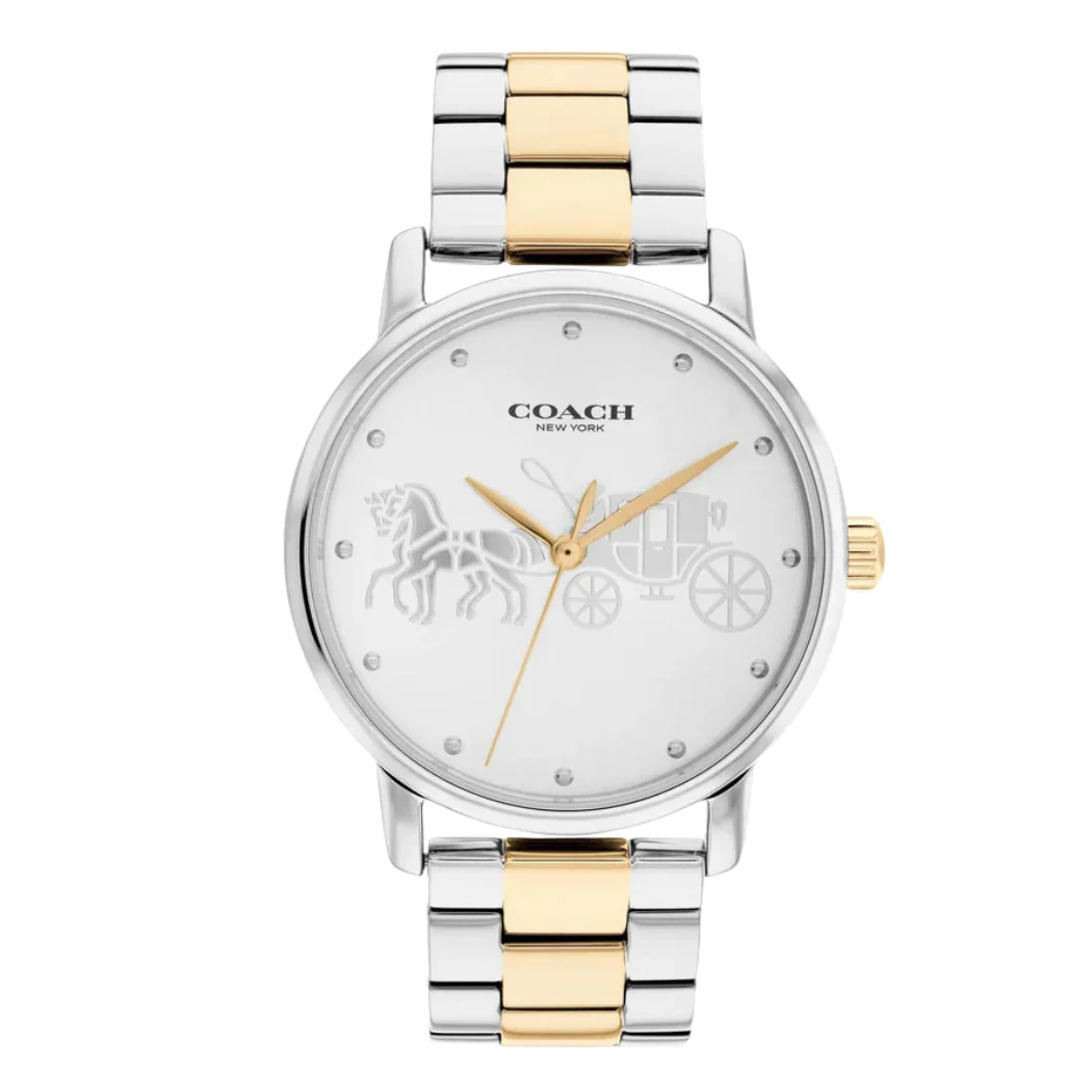 Coach Grand Two-Tone Stainless Steel Silver Dial Quartz Watch for Ladies - 14503738