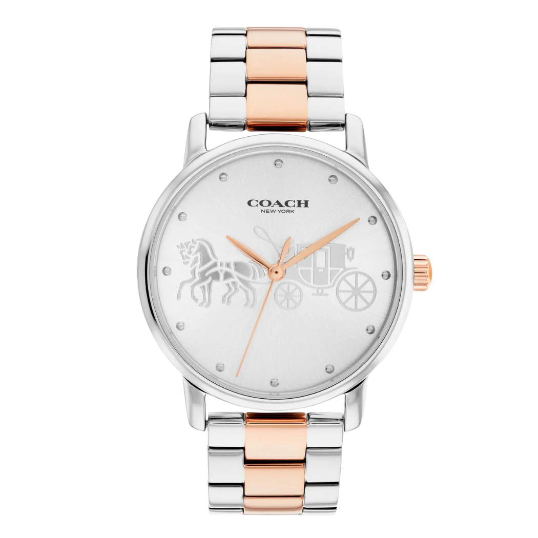 Coach Grand Two-Tone Stainless Steel Silver Dial Quartz Watch for Ladies - 14503739