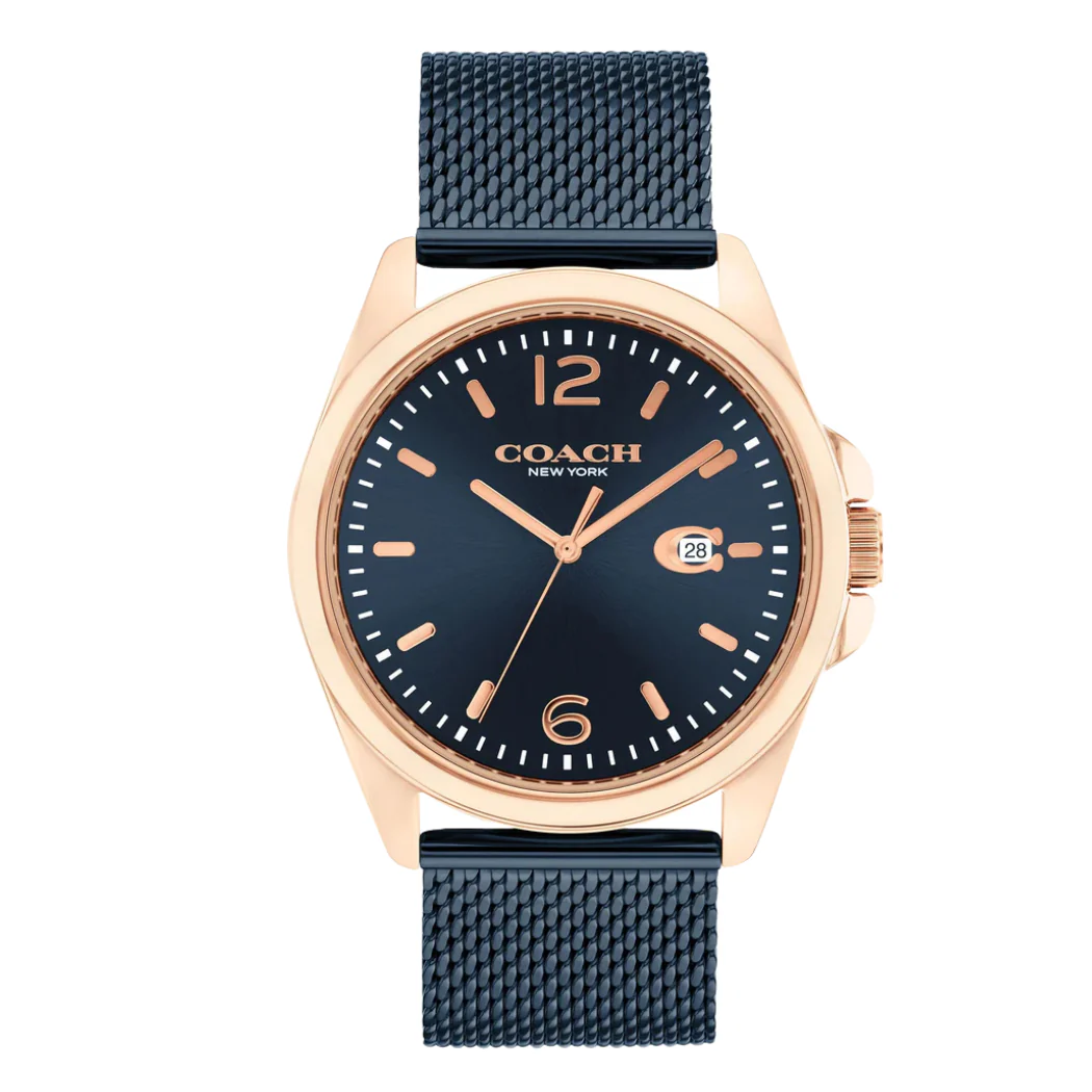 Coach Greyson Blue Mesh Bracelet Blue Dial Quartz Watch for Gents - 14602620