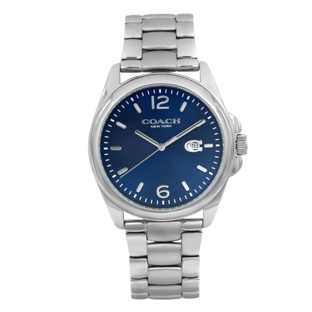 Coach Greyson Silver Stainless Steel Blue Dial Quartz Watch for Gents - 14602579