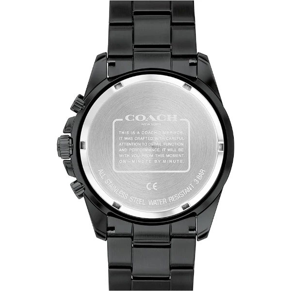 Coach Kent Black Stainless Steel Black Dial Chronograph Quartz Watch for Gents - 14602554 - Image 3