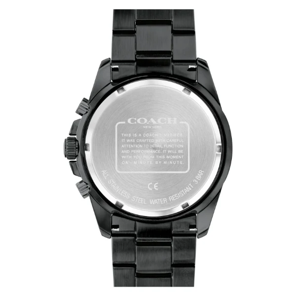 Coach Kent Black Stainless Steel Black/Yellow Dial Chronograph Quartz Watch for Gents - 14602563 - Image 3