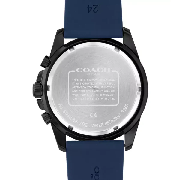 Coach Kent Blue Silicone Strap Black Dial Chronograph Quartz Watch for Gents - 14602566 - Image 3