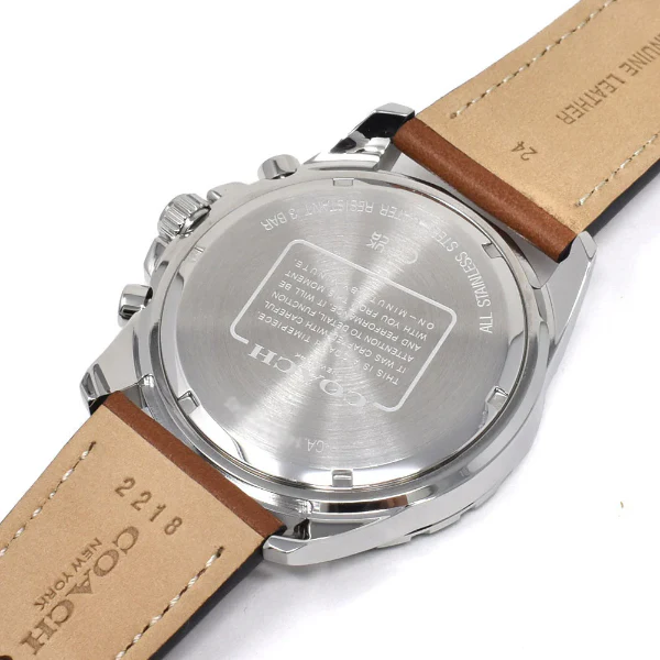Coach Kent Brown Leather Strap Blue Dial Chronograph Quartz Watch for Gents - 14602560 - Image 3