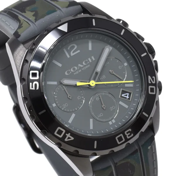 Coach Kent Camo Multi Color Silicone Strap Black Dial Chronograph Quartz Watch for Gents - 14602567 - Image 2